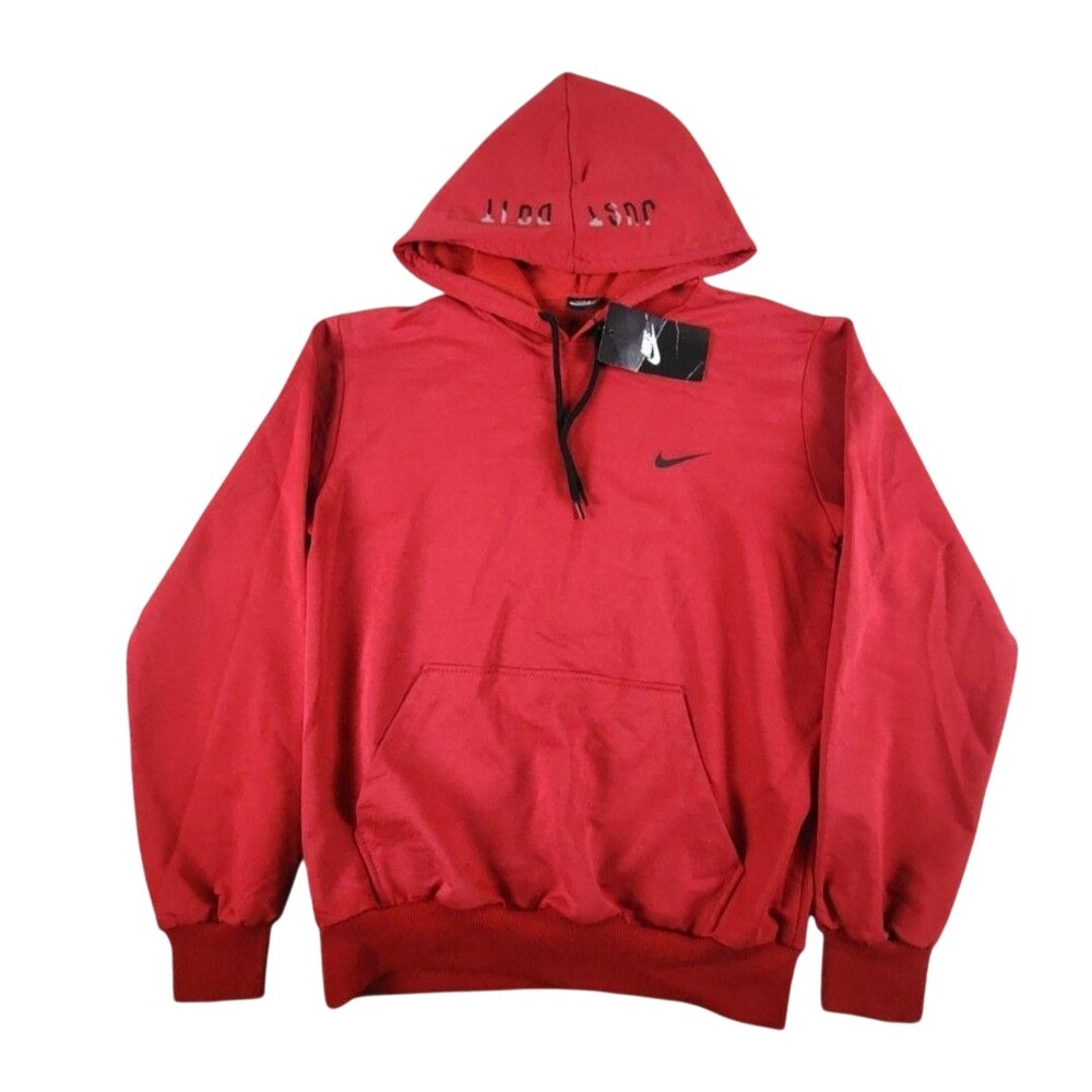 Nike Hoodie Sweatshirt Mens Small Red Cotton Pullover Just Do It Swoosh Graphic